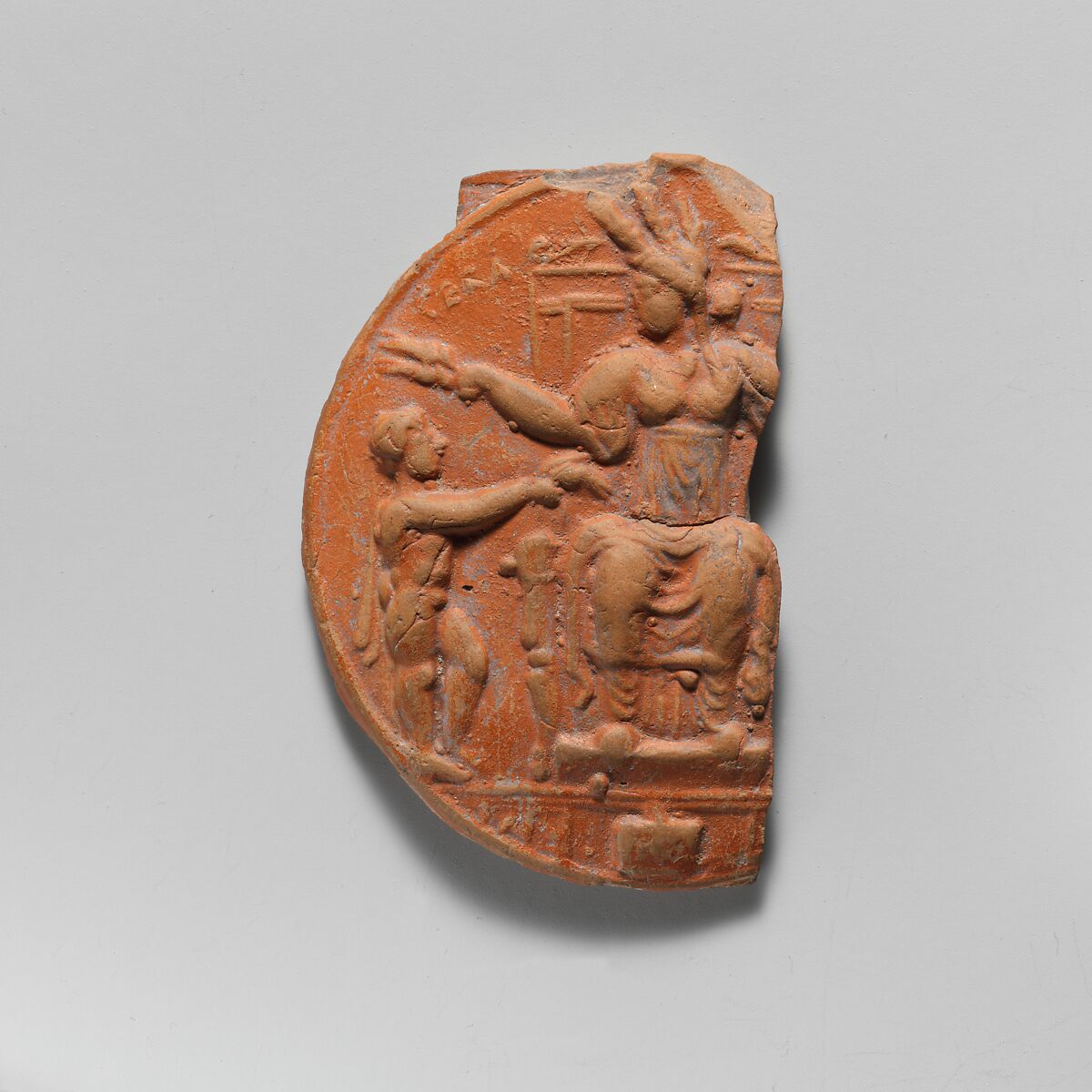 Terracotta medallion fragment, Terracotta, Roman 