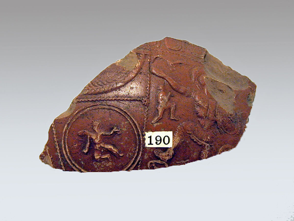 Vase fragment, Terracotta, Roman, Gaul 