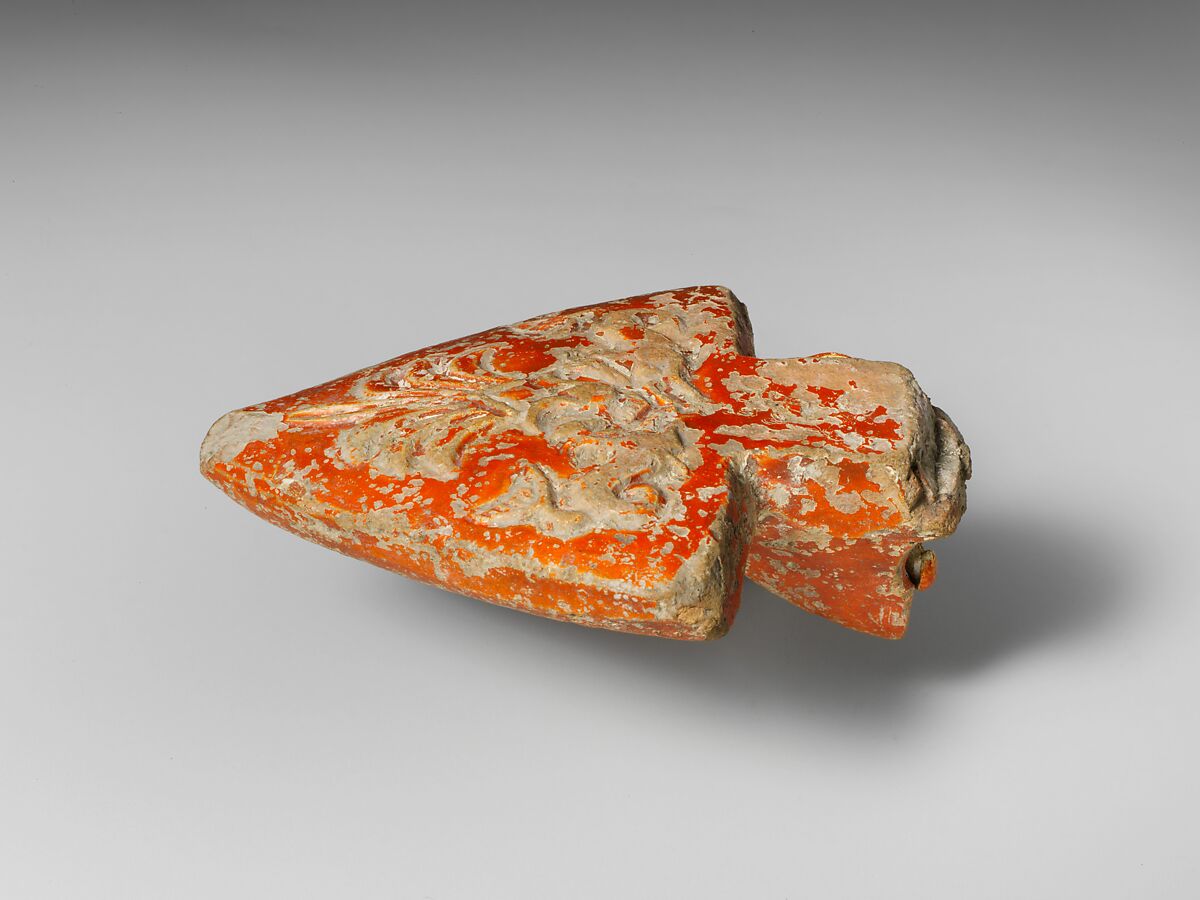 Terracotta lamp handle, Terracotta, Roman 