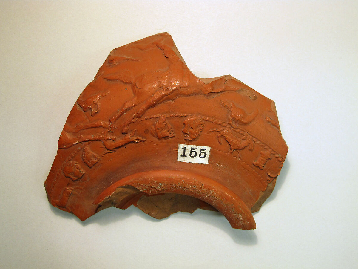 Vase fragment, Terracotta, Roman, Gaul 