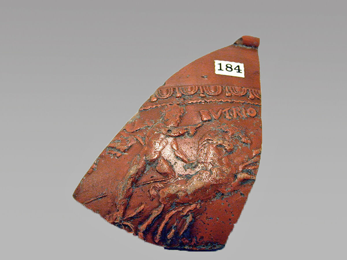 Vase fragment, Terracotta, red gloss sigillata, Roman, Gaul 