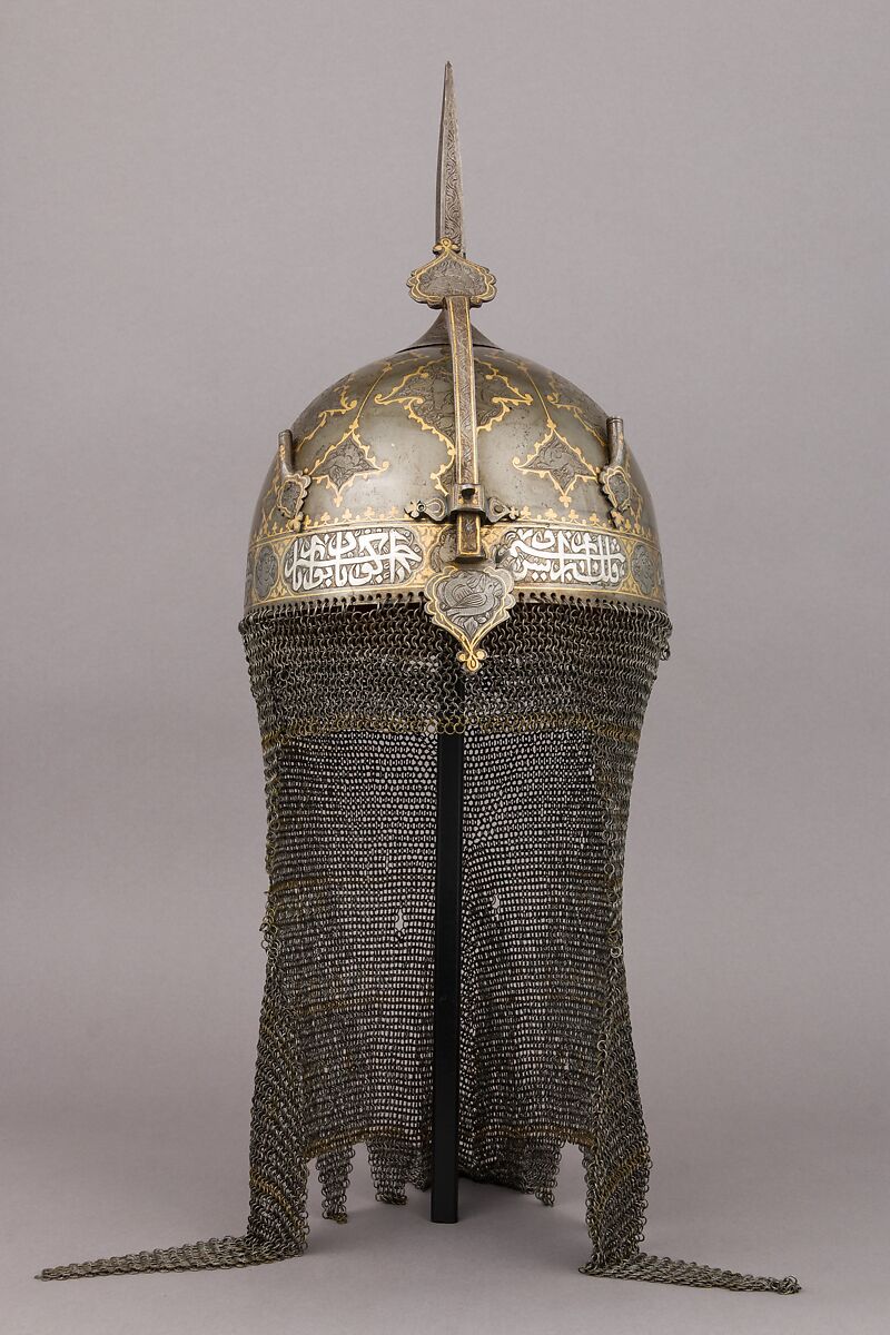 Helmet (Khula Khud), Steel, gold, brass, Persian, Qajar
