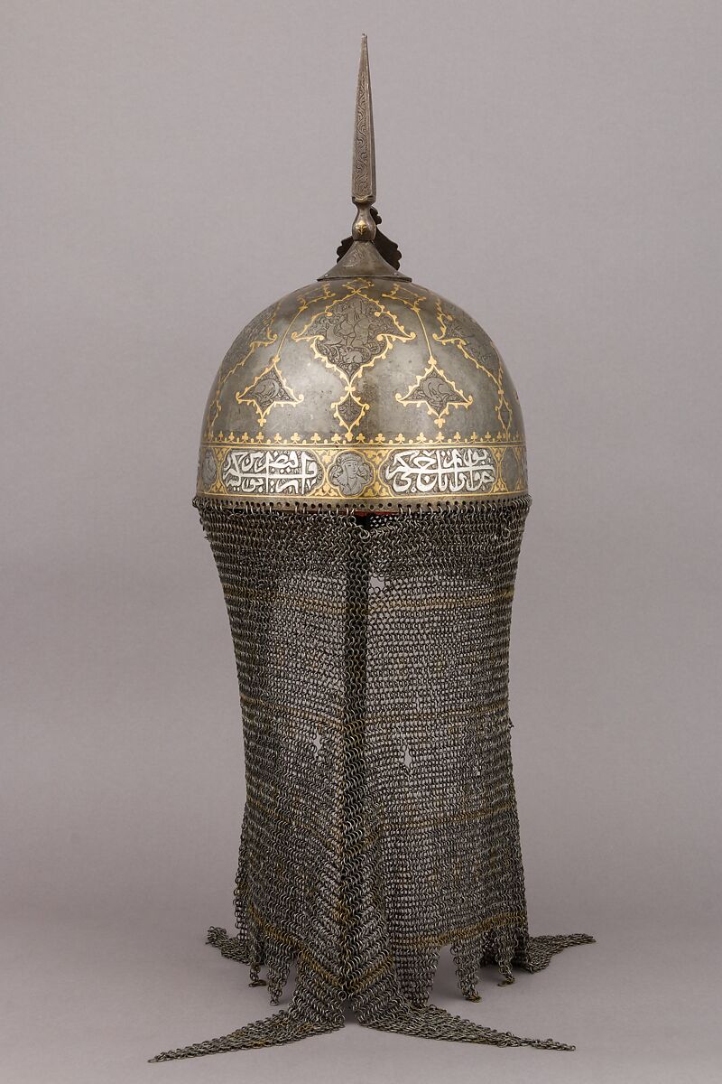 Helmet (Khula Khud), Steel, gold, brass, Persian, Qajar