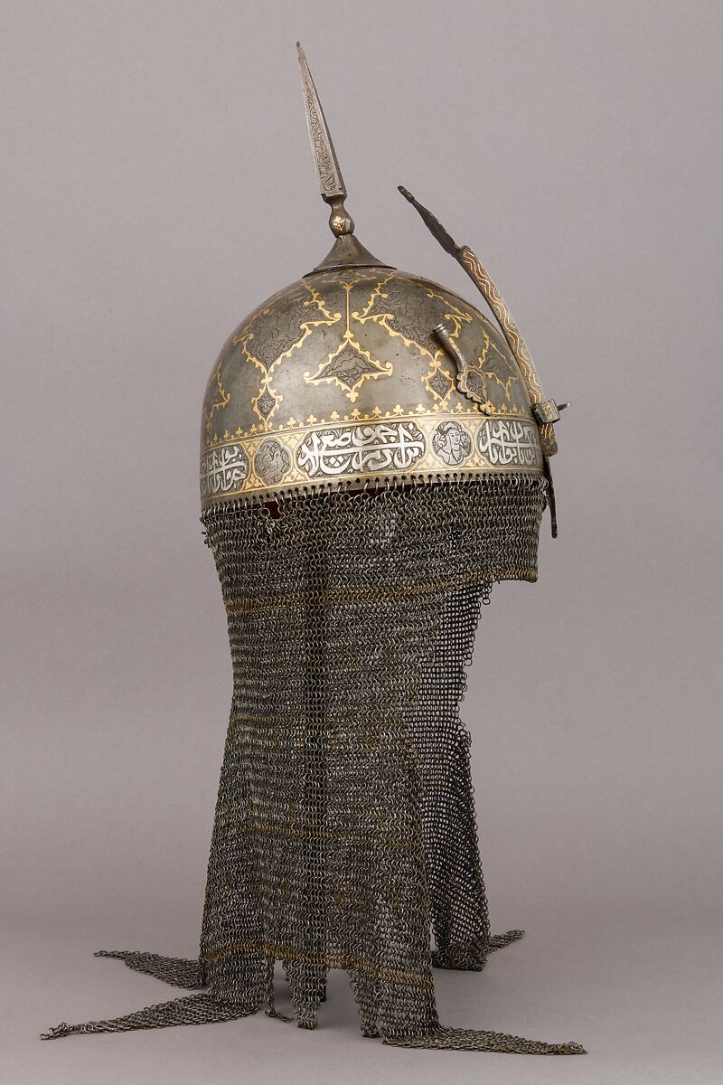 Helmet (Khula Khud), Steel, gold, brass, Persian, Qajar