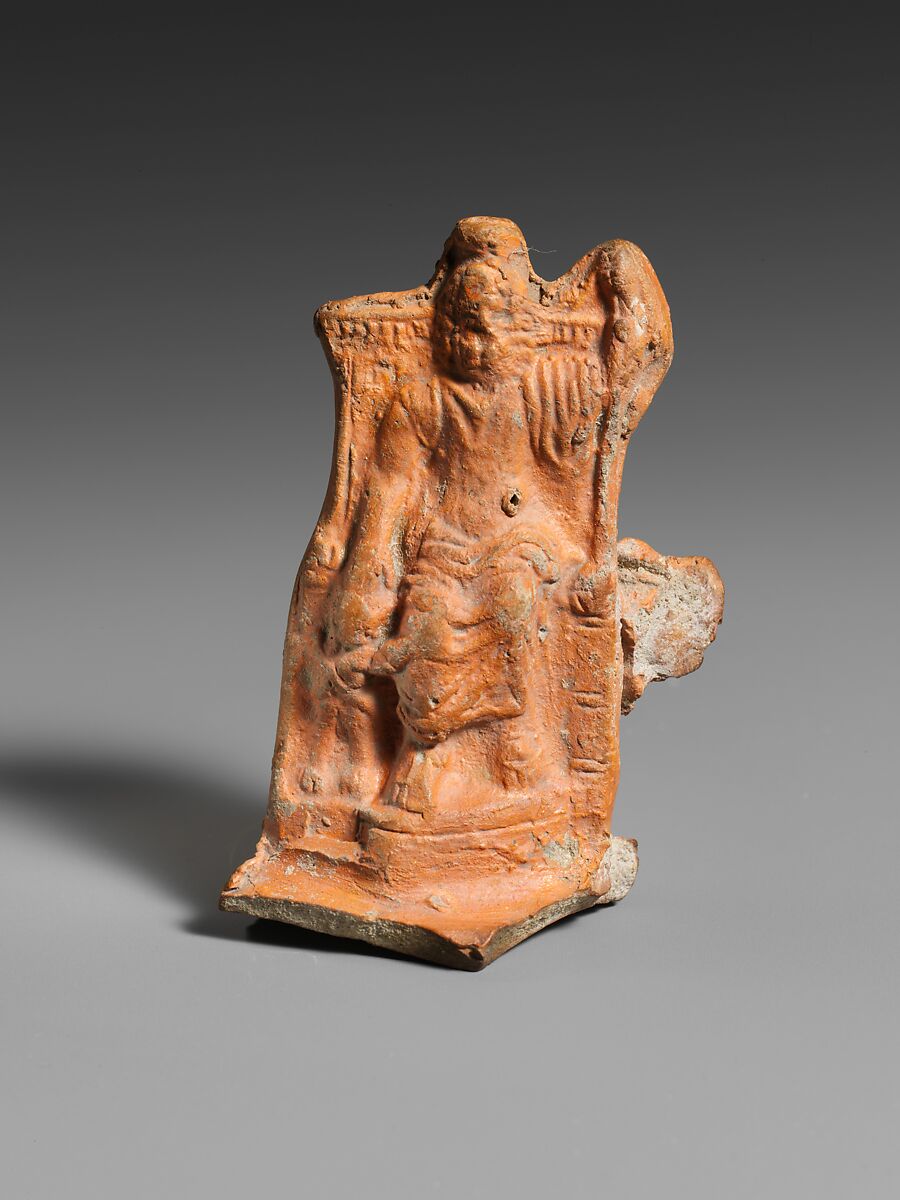 Terracotta lamp handle, Terracotta, Roman 