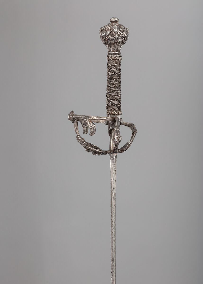 Rapier, Blade by Johannes Moum (German, Solingen, active ca. 1600–ca. 1650), Steel, wood, hilt, probably British; blade, German, Solingen
