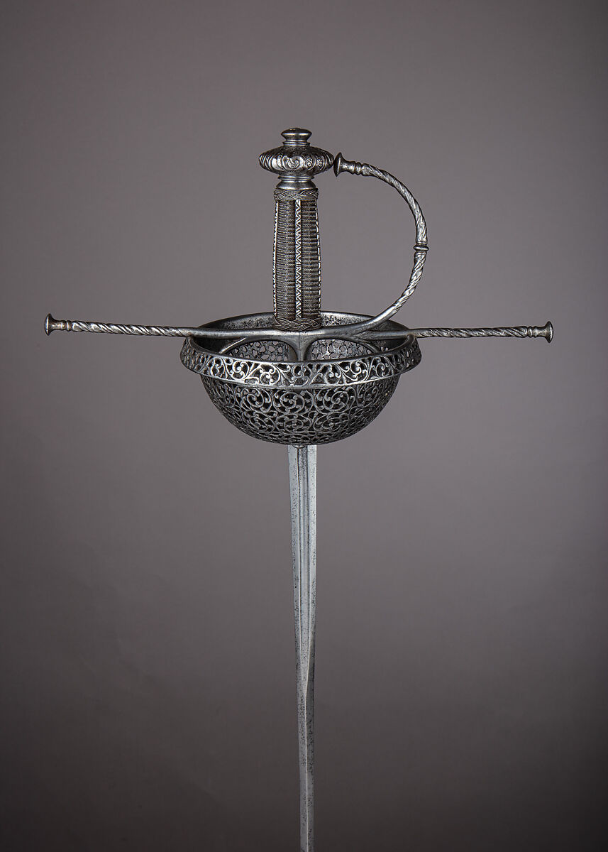 Cup-Hilted Rapier, Steel, wood, Spanish or Italian, Brescia