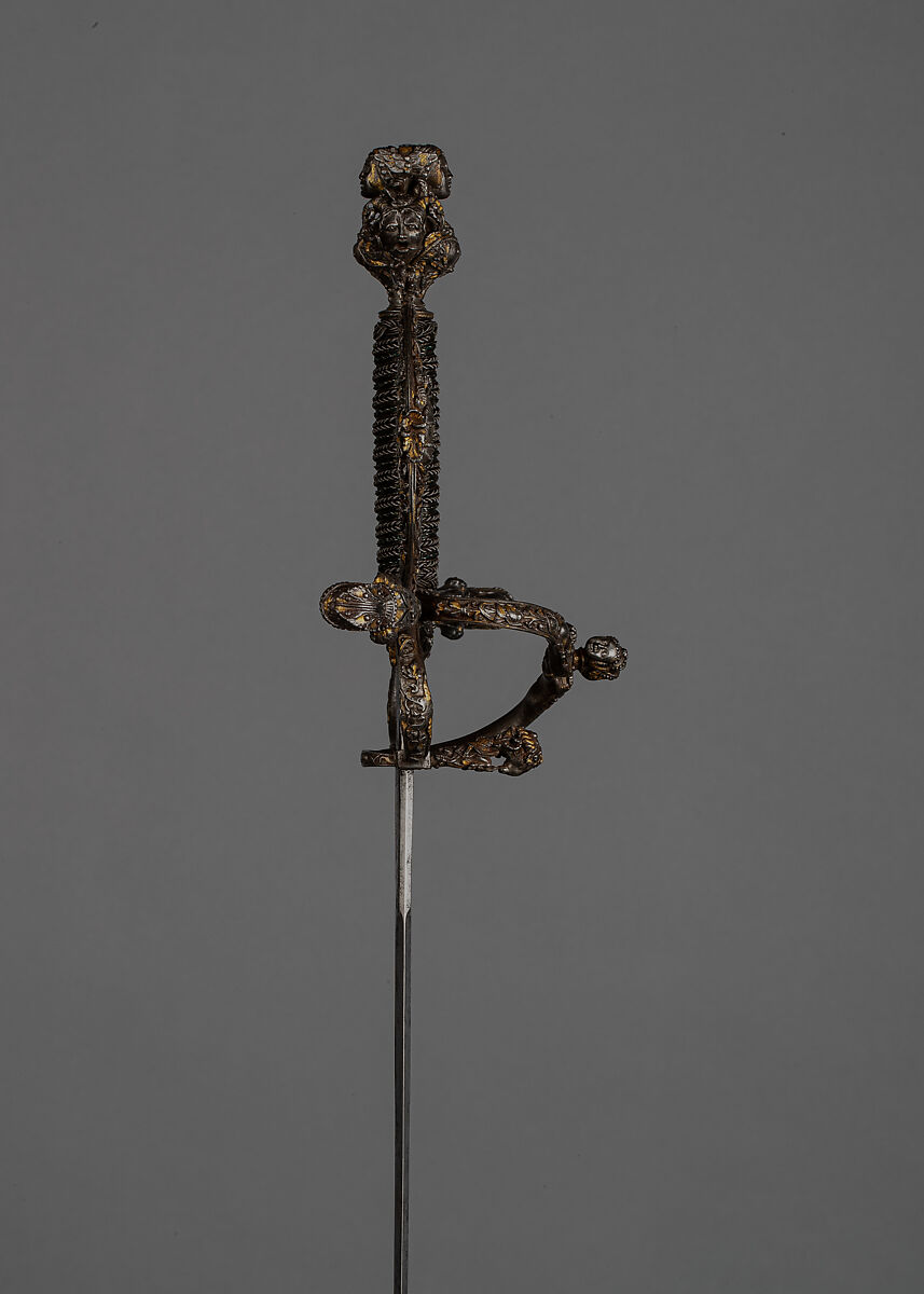 Rapier, Steel, gold, probably French; blade, German, Solingen