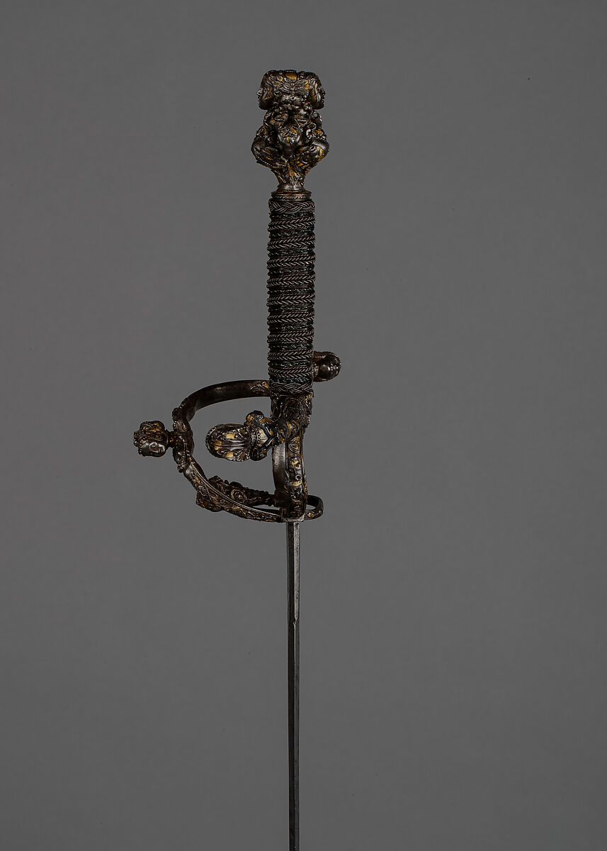 Rapier, Steel, gold, probably French; blade, German, Solingen