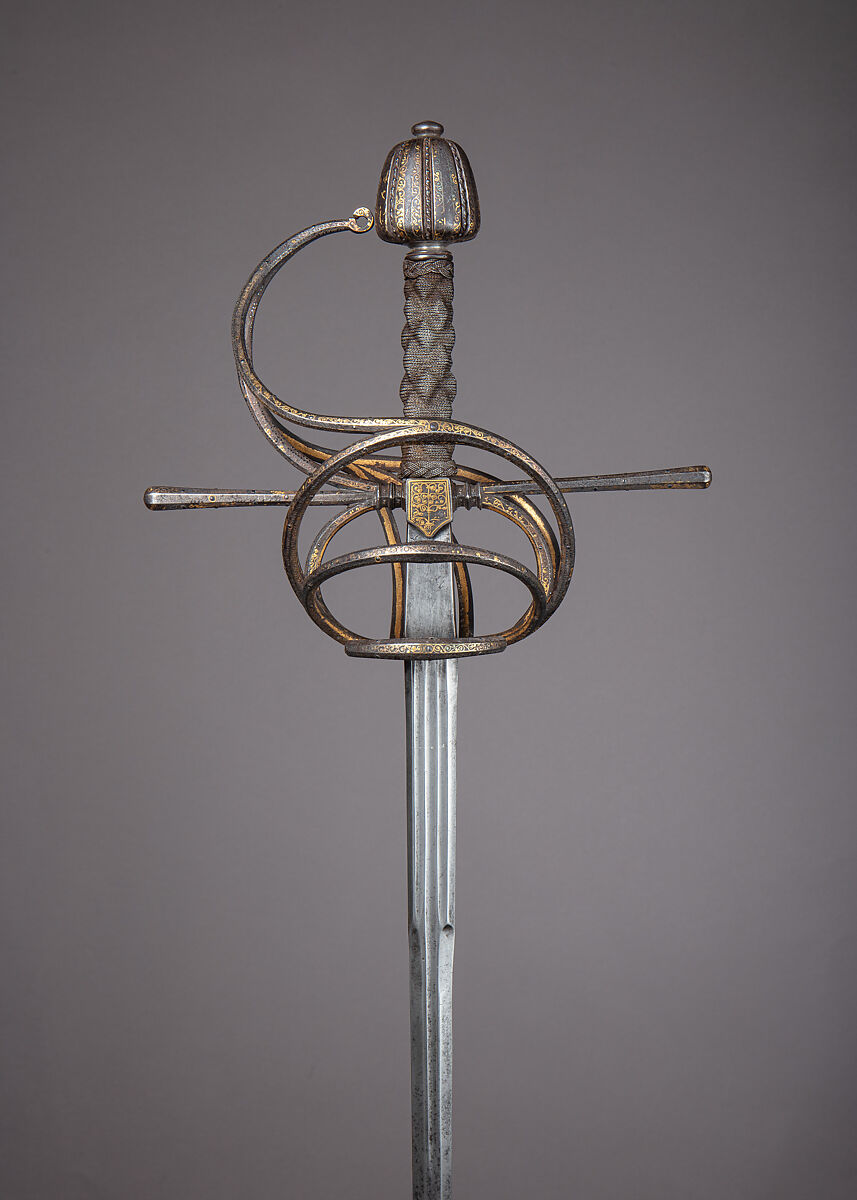 Rapier, Steel, gold, silver, Italian 