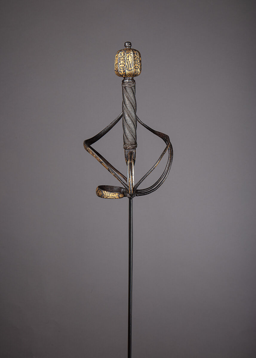 Rapier, Steel, gold, hilt, Italian; blade, Spanish, Toledo
