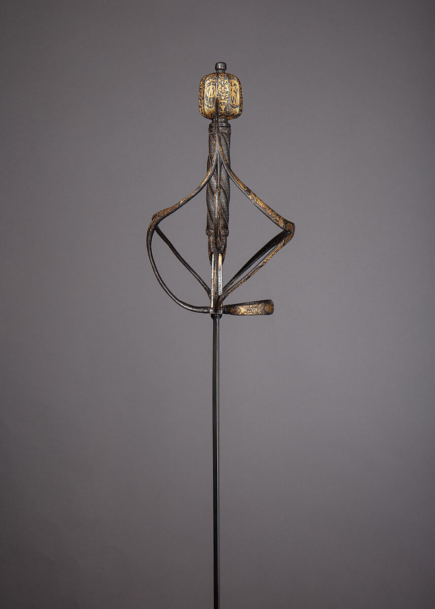 Rapier, Steel, gold, hilt, Italian; blade, Spanish, Toledo