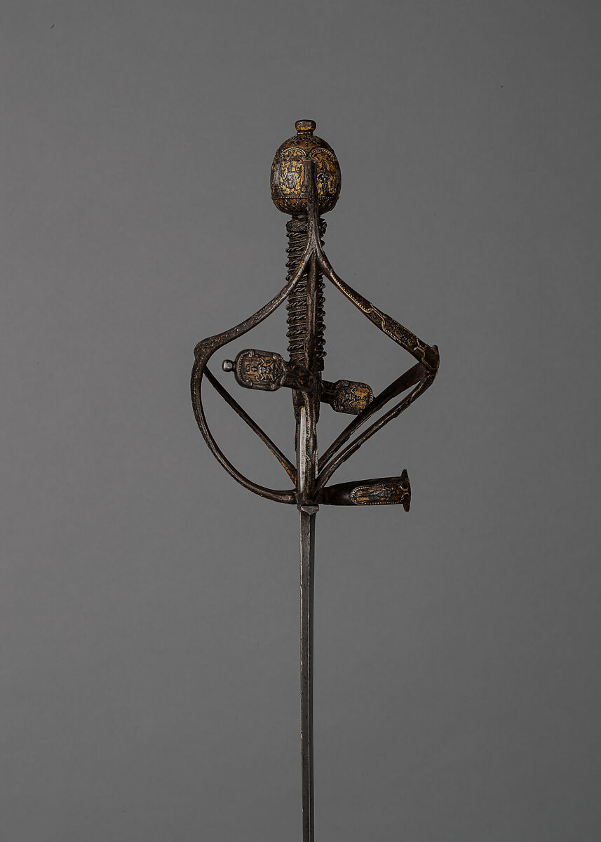 Rapier, Steel, gold, silver, hilt, German; blade, Spanish, Toledo