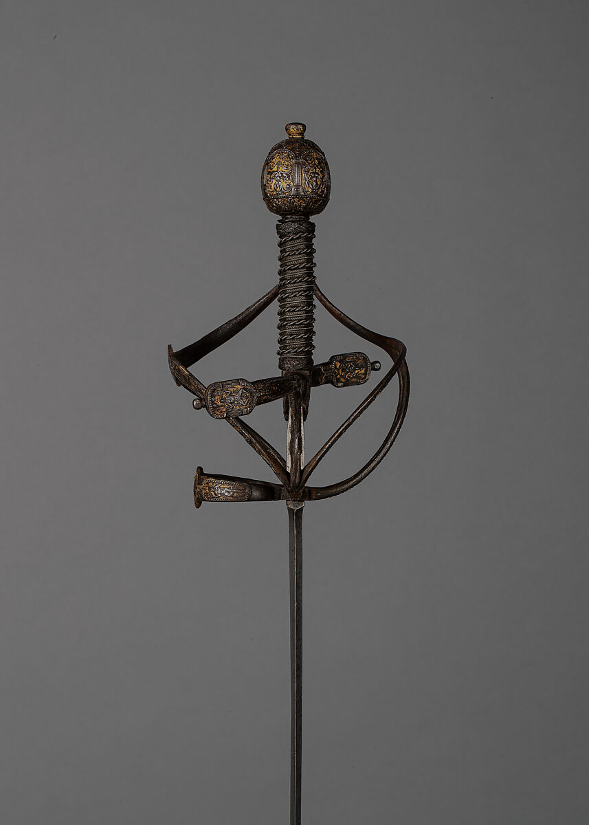 Rapier, Steel, gold, silver, hilt, German; blade, Spanish, Toledo