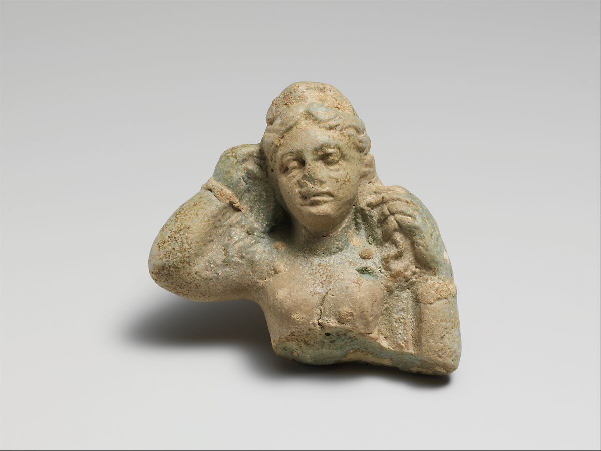 Fragmentary faience statuette of Aphrodite, Faience, Egyptian, Ptolemaic 