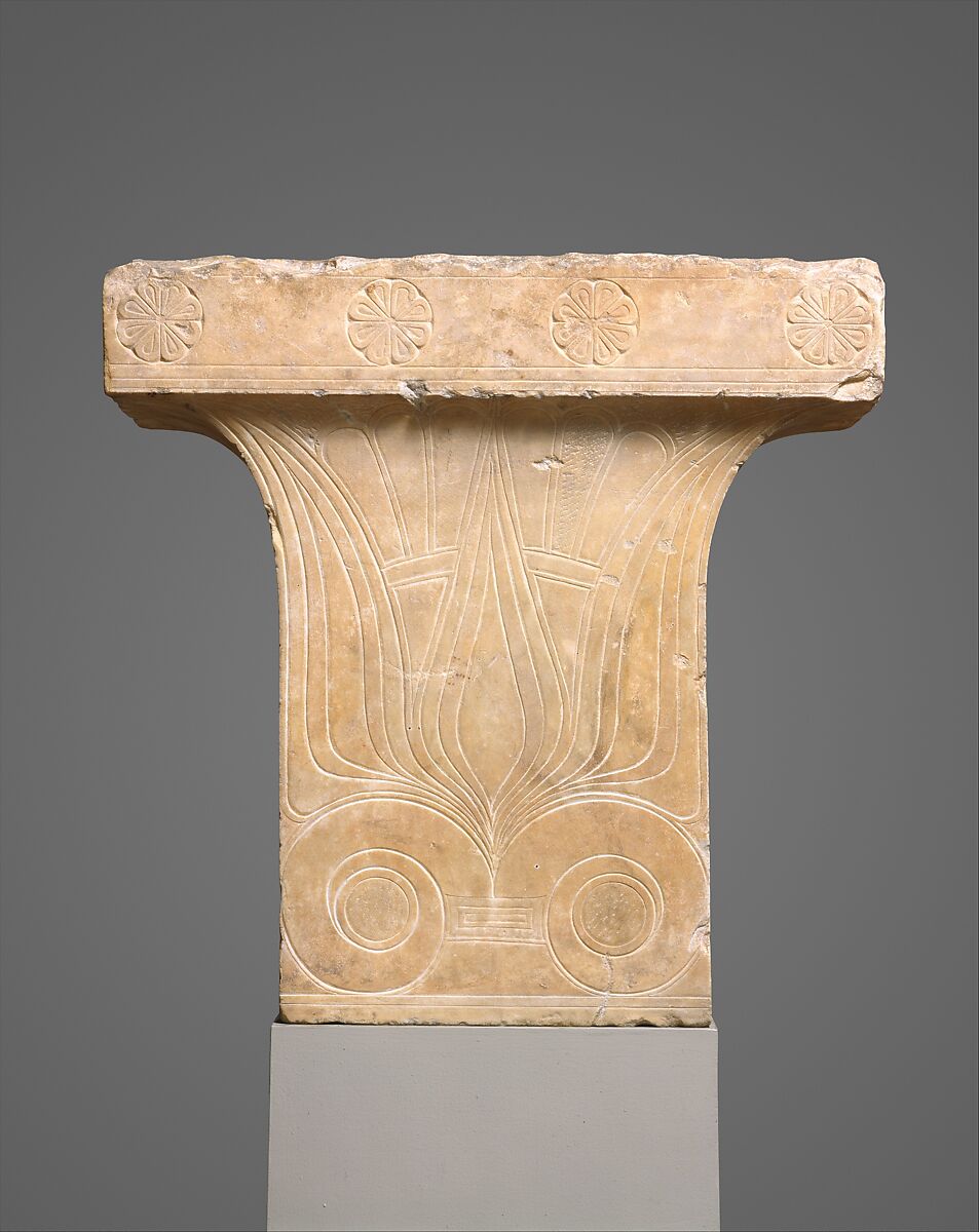 Marble cavetto capital, Marble, Hymettian, Greek, Attic 