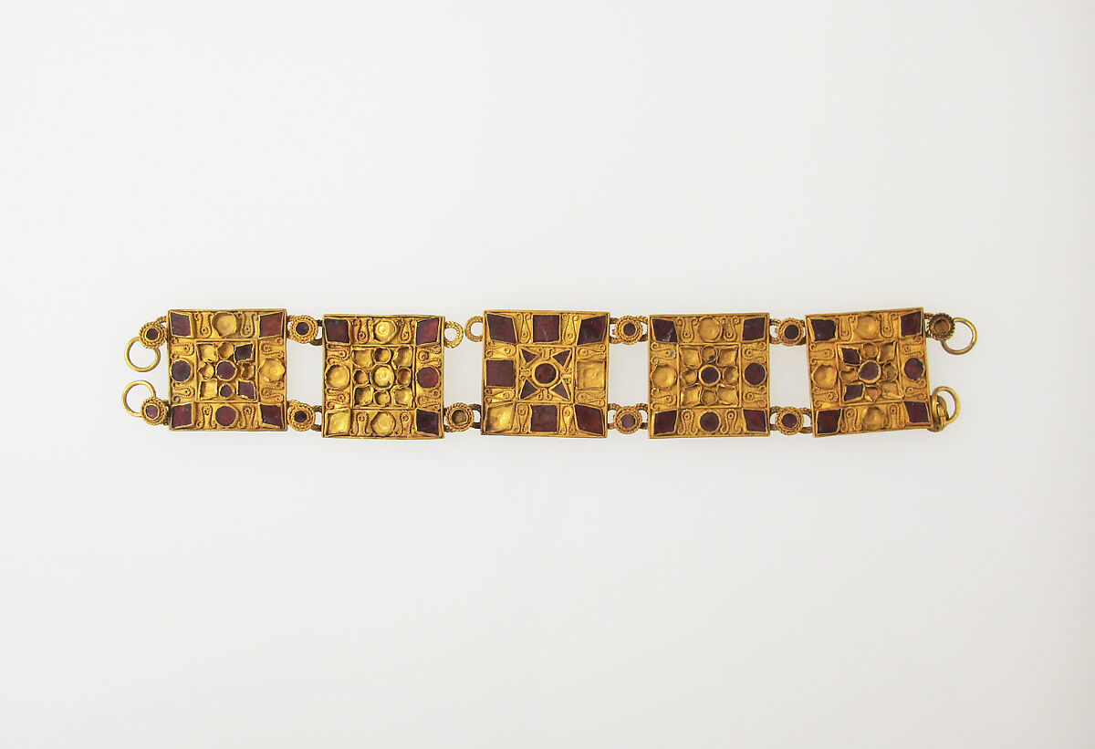 Bracelet with glass inlay, Gold, glass, Roman 