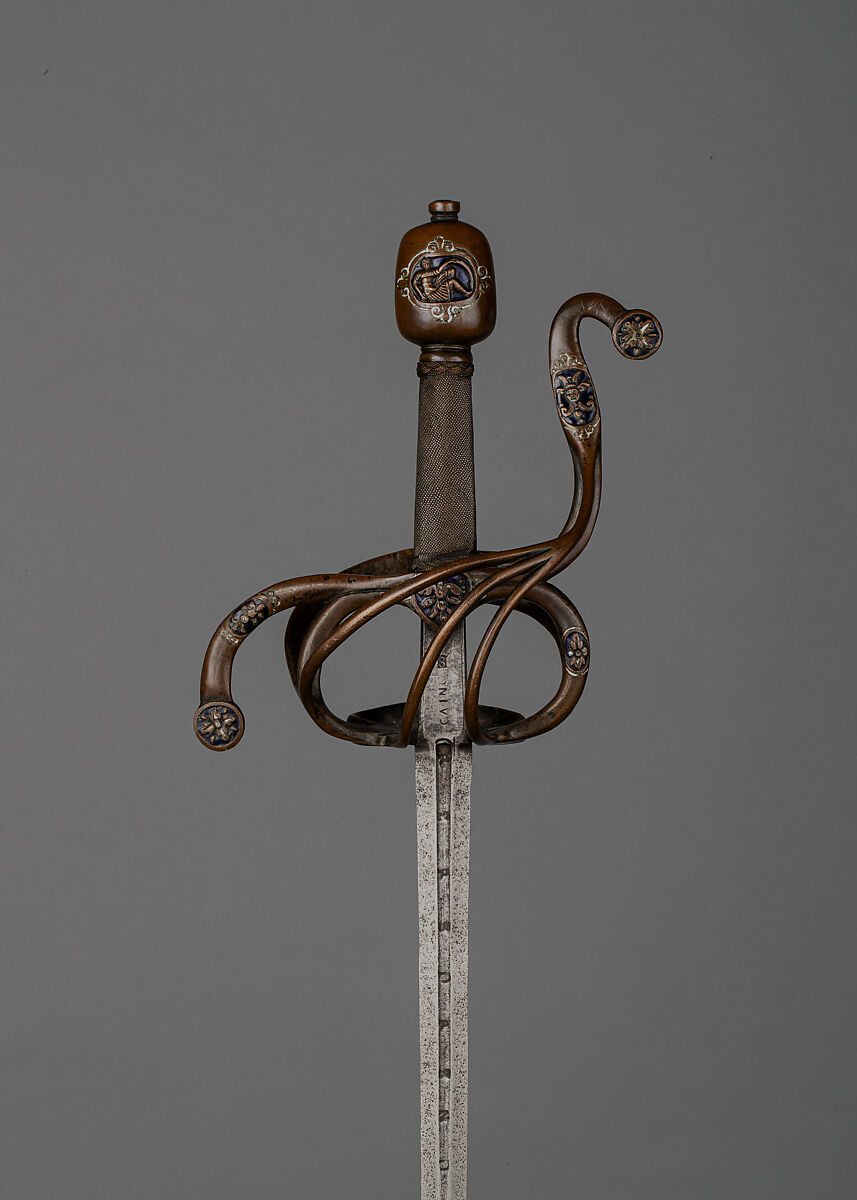 Rapier, Bronze, steel, shagreen, enamel, blade, Italian, Milan; hilt, Italian, possibly Venice