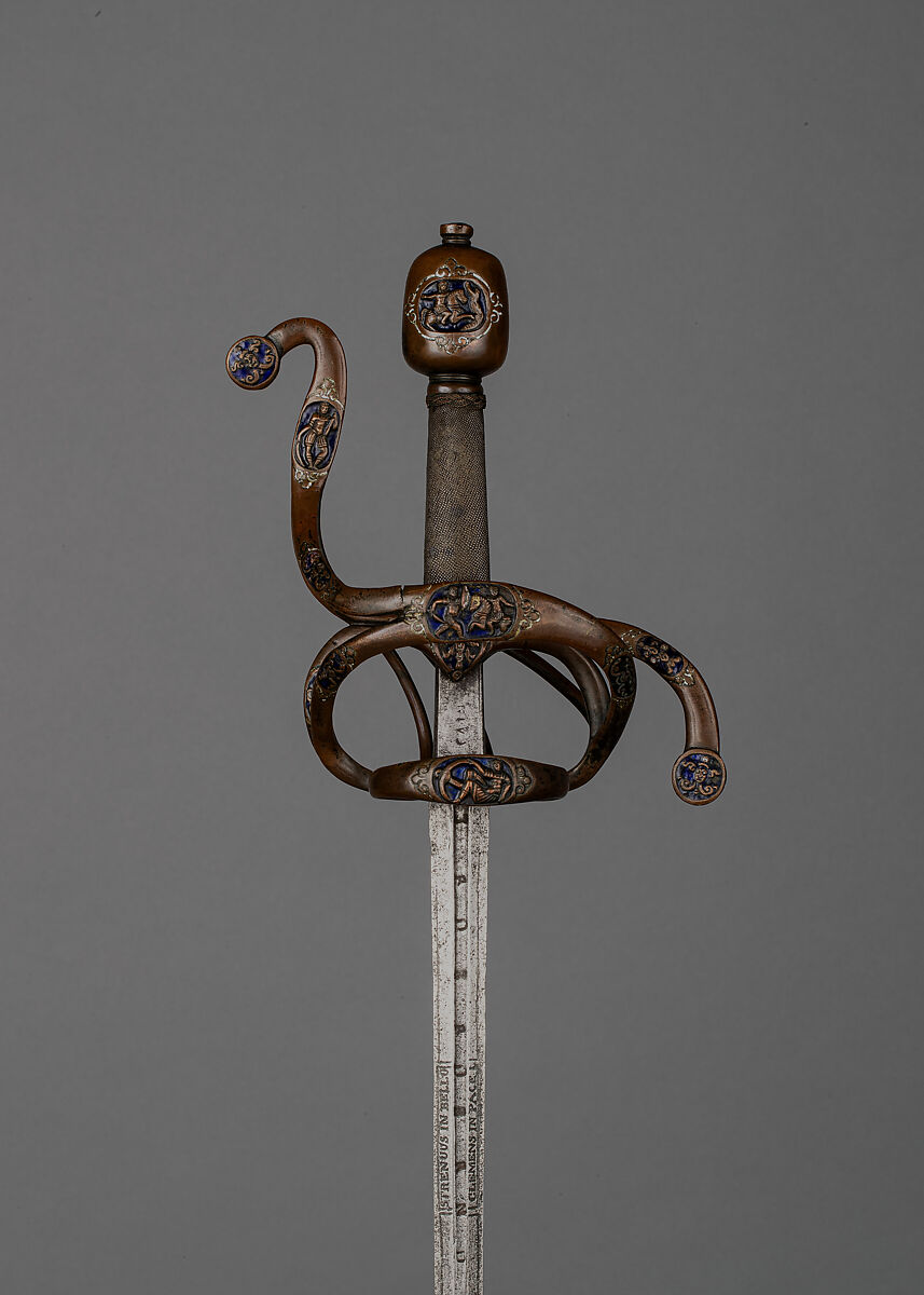 Rapier, Bronze, steel, shagreen, enamel, blade, Italian, Milan; hilt, Italian, possibly Venice 