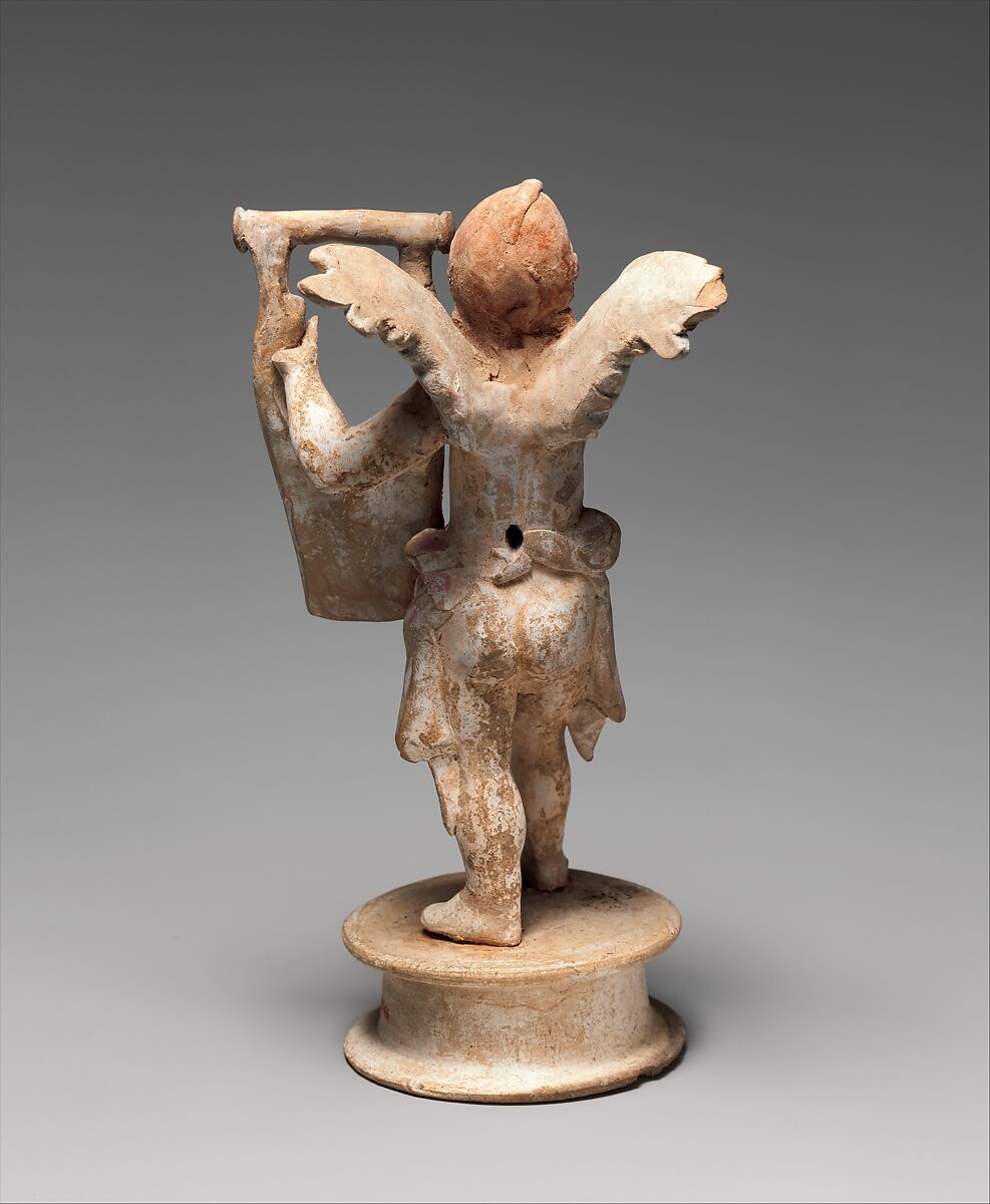 Terracotta statuette of Eros playing a lyre, Terracotta, Greek