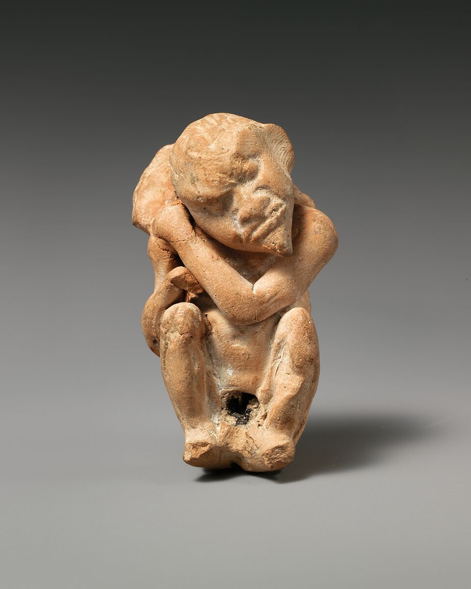 Terracotta caricature of Eros as an old man, Terracotta, Greek, Asia Minor, Smyrna 