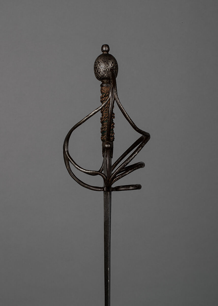 Rapier, Steel, silver, copper wire, Italian