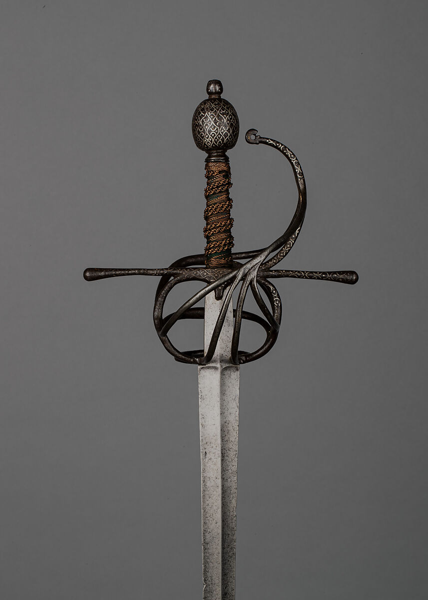 Rapier, Steel, silver, copper wire, Italian 