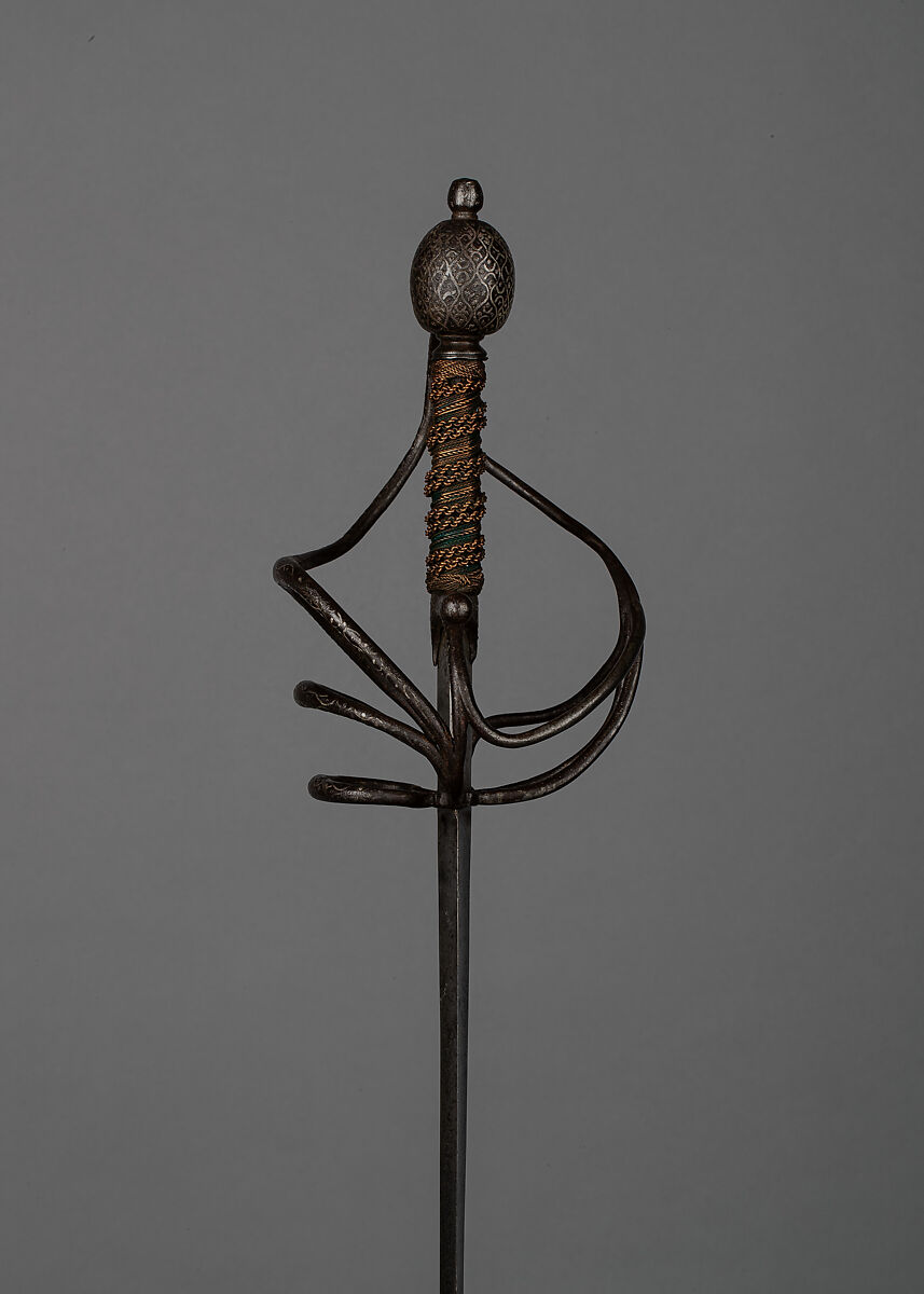 Rapier, Steel, silver, copper wire, Italian