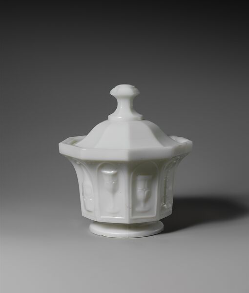 Sugar bowl, C. Ihmsen Company, Pressed glass, American 