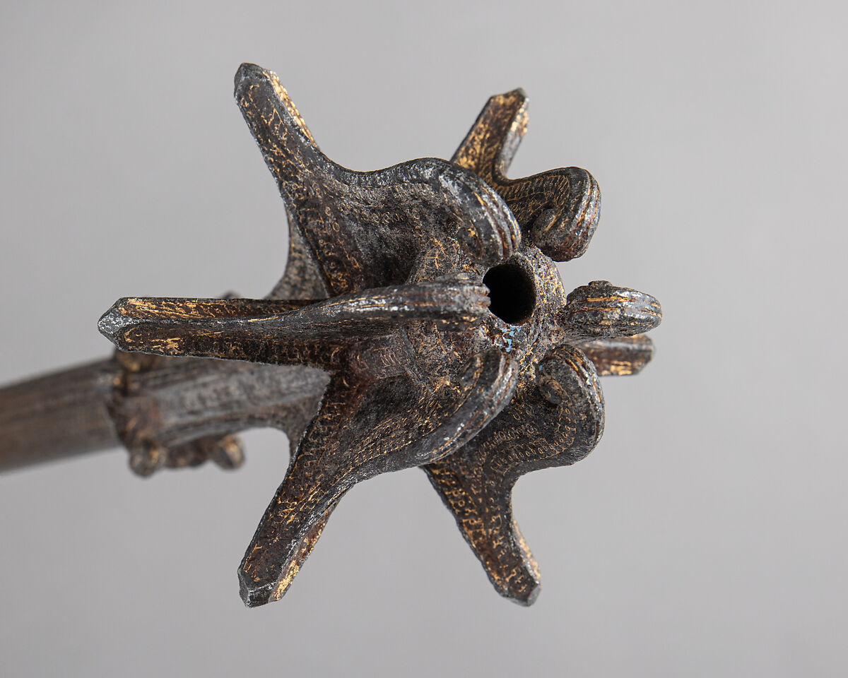 Mace with Wheellock Pistol, Steel, silver, gold, French