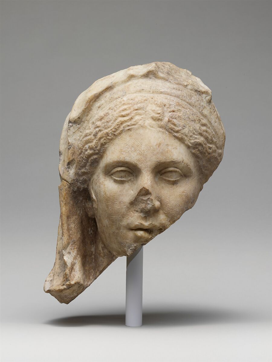 Marble head of a woman, Marble, Pentelic, Greek 