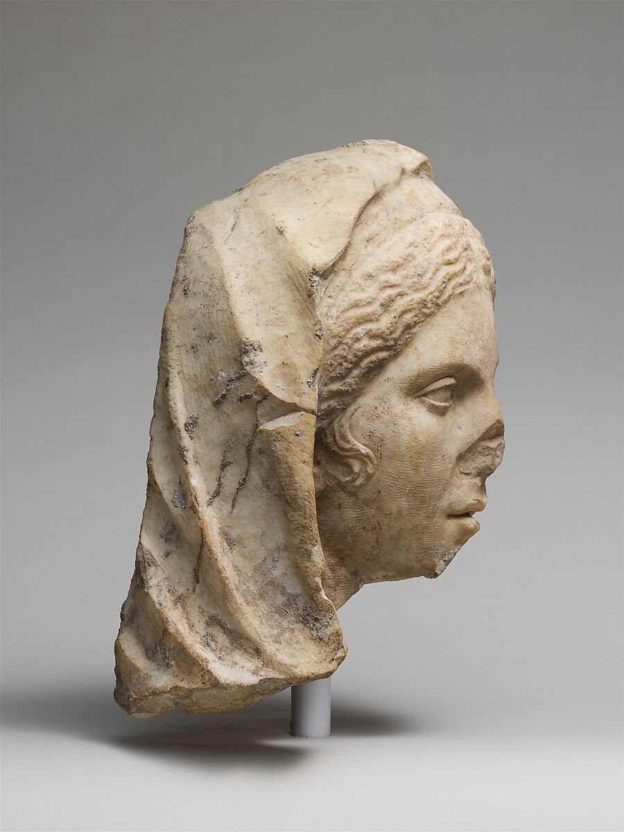 Marble head of a woman, Marble, Pentelic, Greek