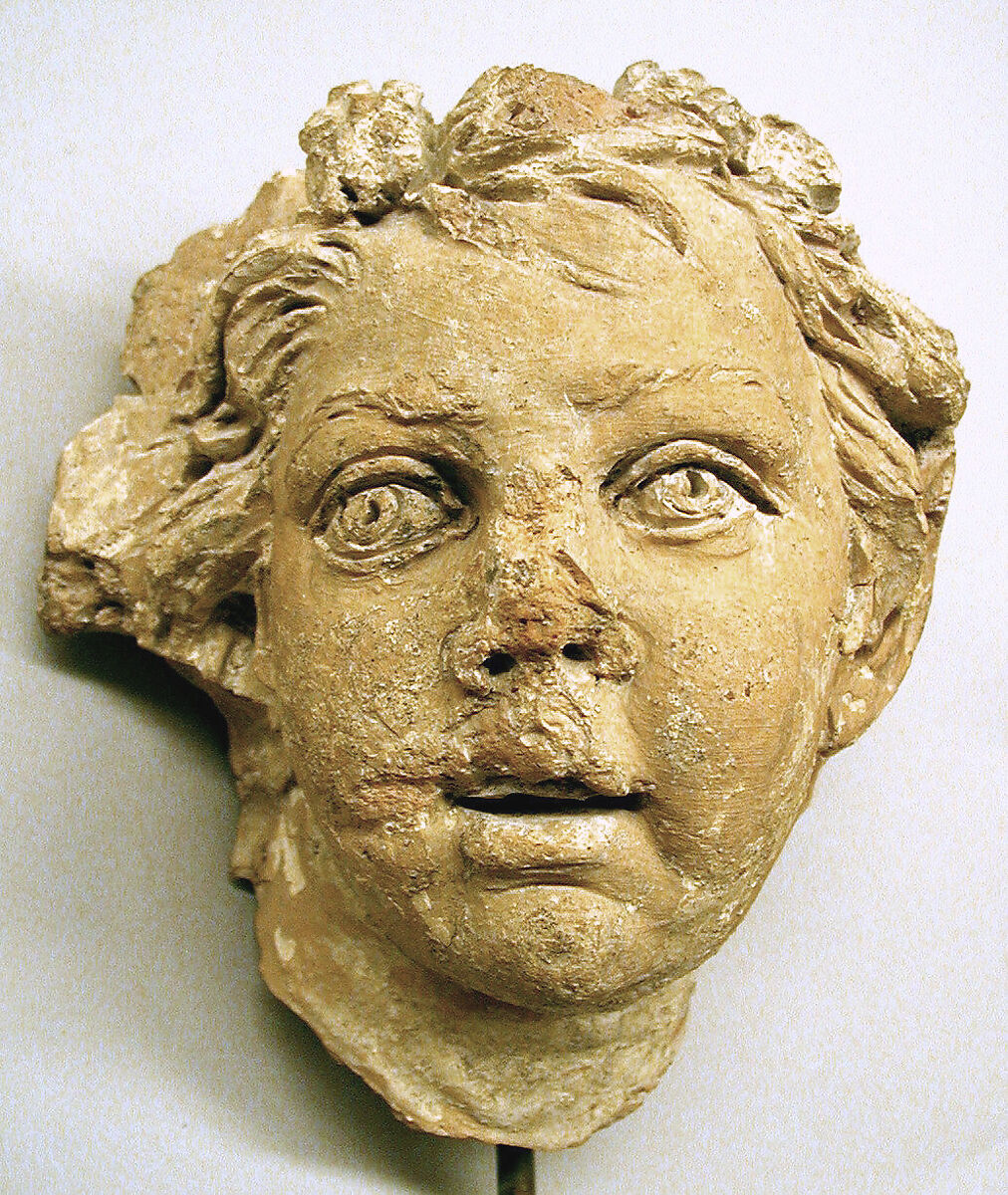 Terracotta head of a young satyr, Terracotta, Greek or Roman 