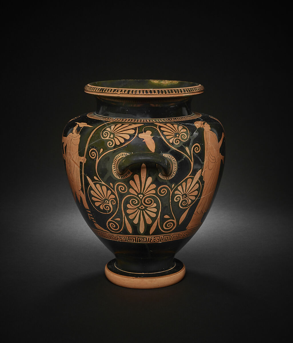 Terracotta stamnos, Attributed to the Deepdene Painter, Terracotta, Greek, Attic