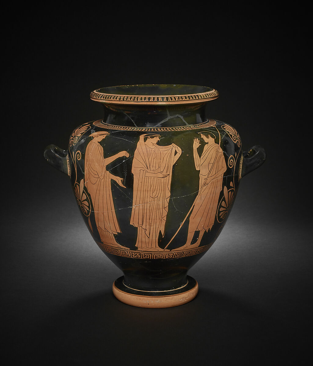 Terracotta stamnos, Attributed to the Deepdene Painter, Terracotta, Greek, Attic