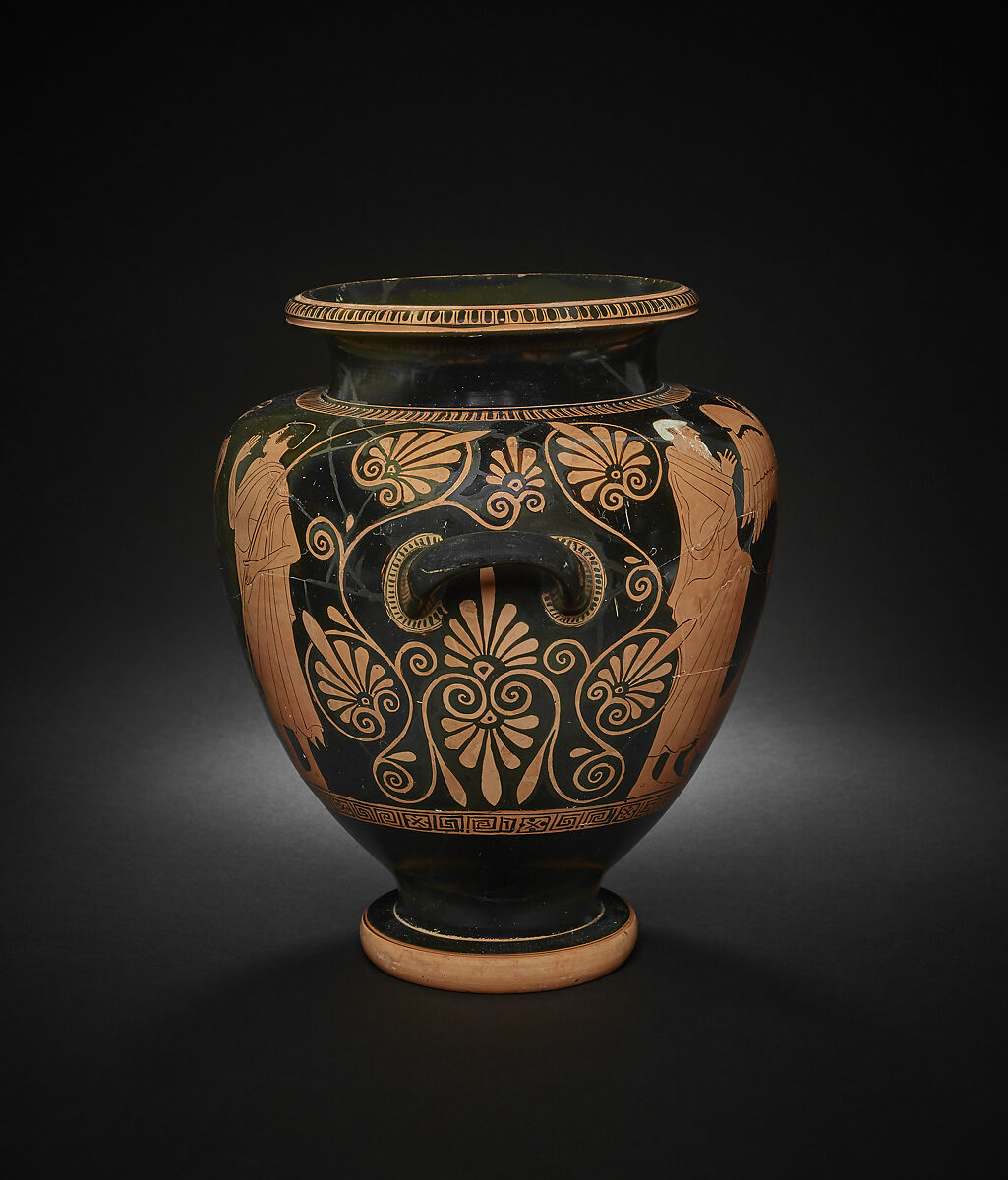 Terracotta stamnos, Attributed to the Deepdene Painter, Terracotta, Greek, Attic