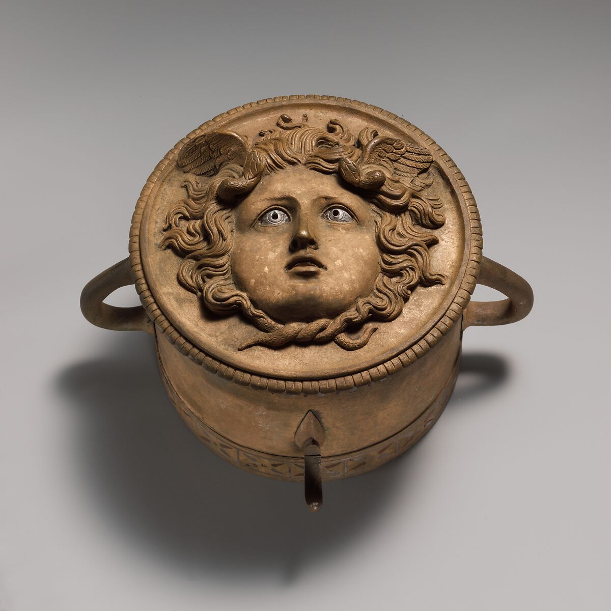 Bronze ornament from a chariot pole, Bronze, silver, copper, Roman