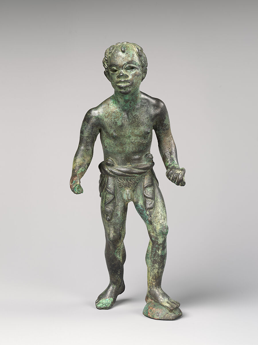 Bronze statuette of a Black African youth, Bronze, Greek 