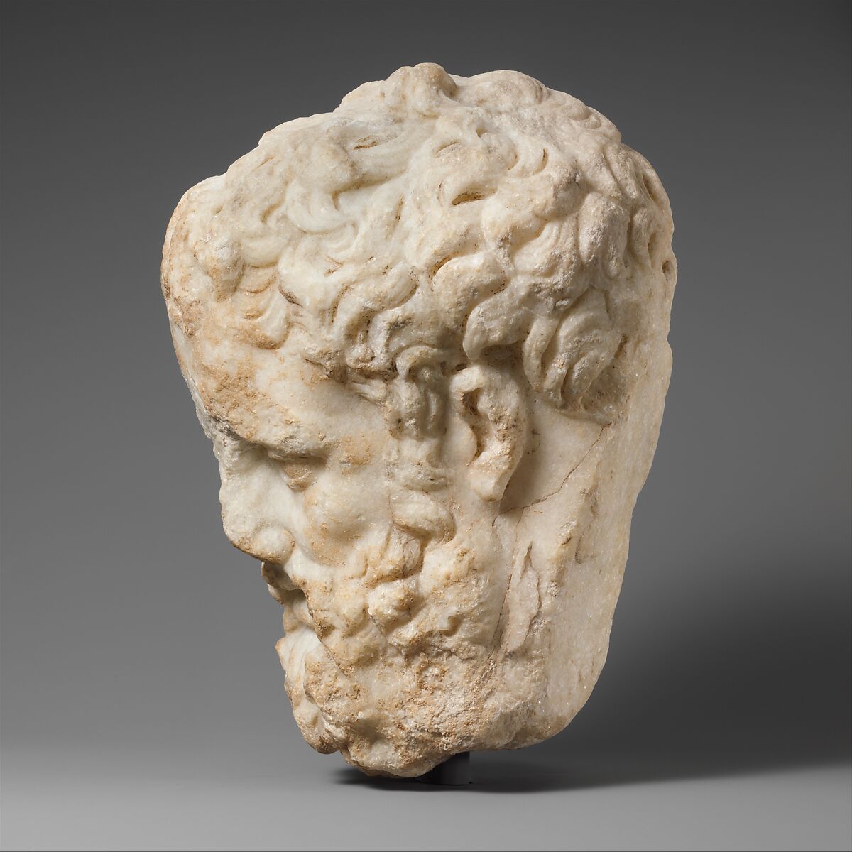 Marble head of Herakles, Copy of original attributed to Lysippos, Marble, Roman