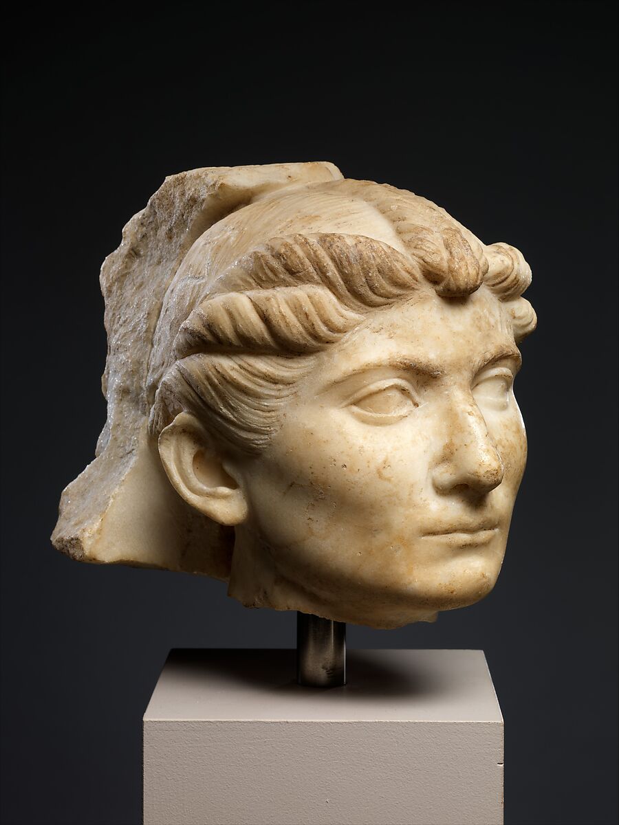 Two marble portrait heads from a relief, Marble, Roman