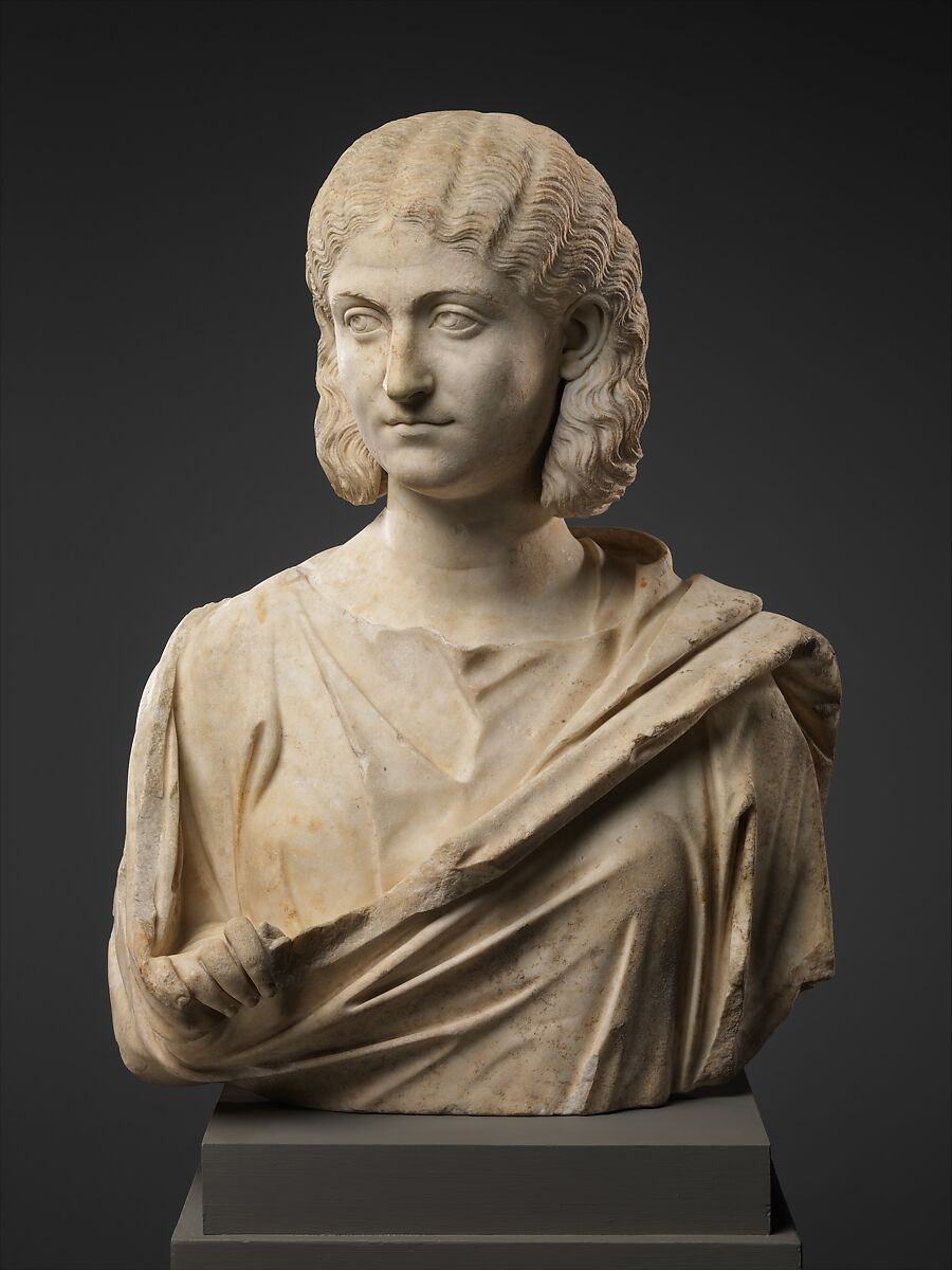 Marble bust of a woman, Marble, Roman 