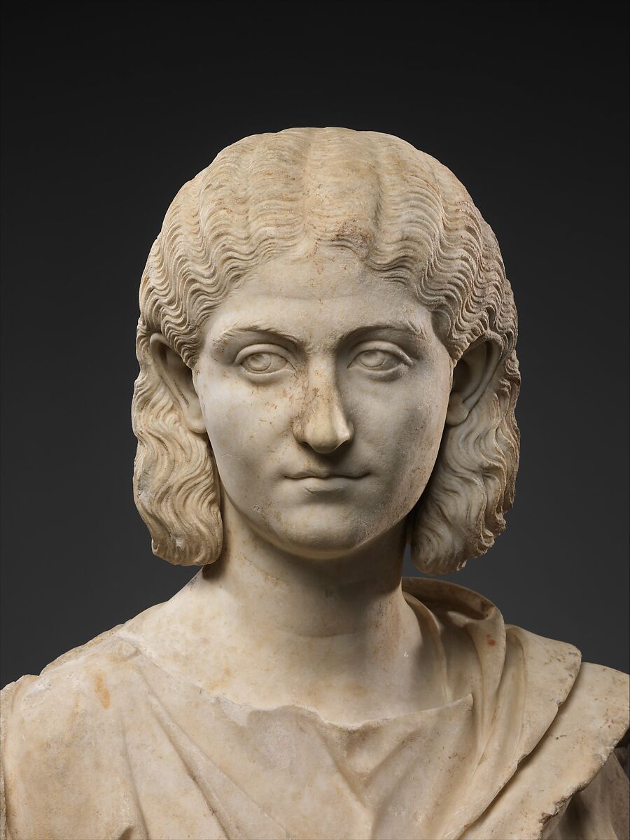 Marble bust of a woman, Marble, Roman