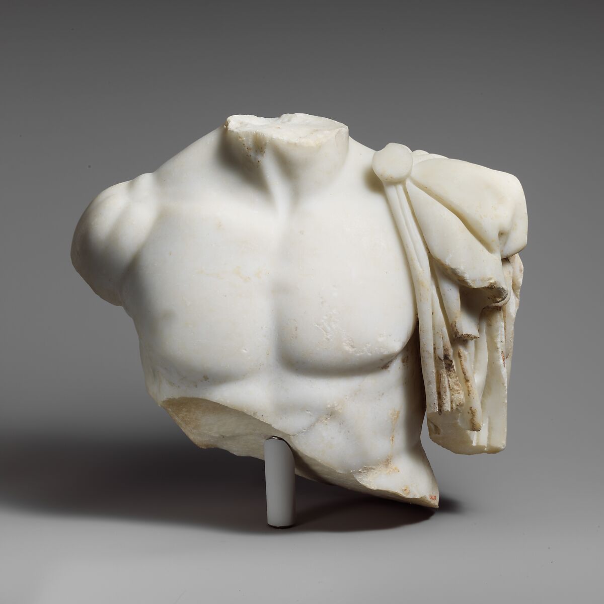 Upper part of a marble torso of a man, Marble, Island, Roman 