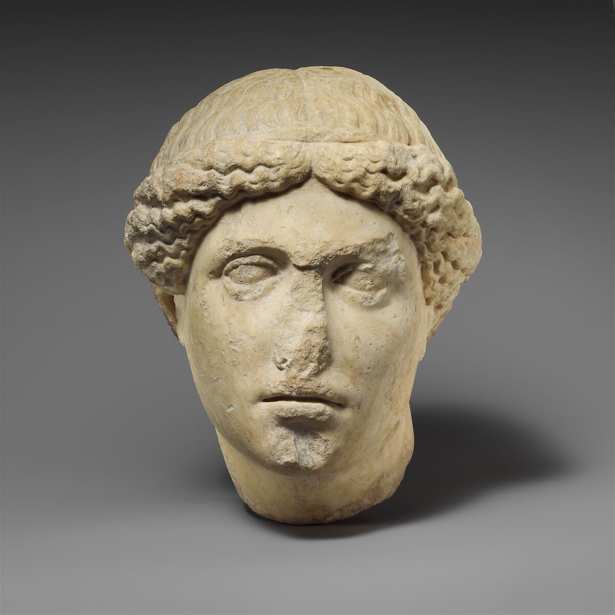 Marble head of the so-called Barberini Suppliant, Marble, Roman 