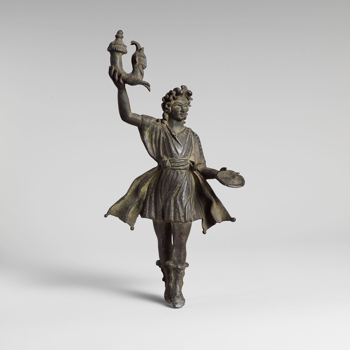 Bronze statuette of a Lar, Bronze, Roman 