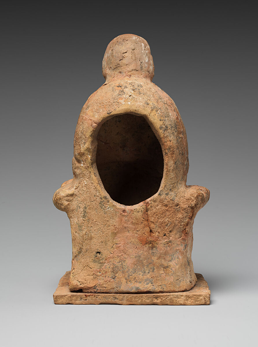 Terracotta statuette of an old nurse holding a child, Terracotta, Greek, Boeotian