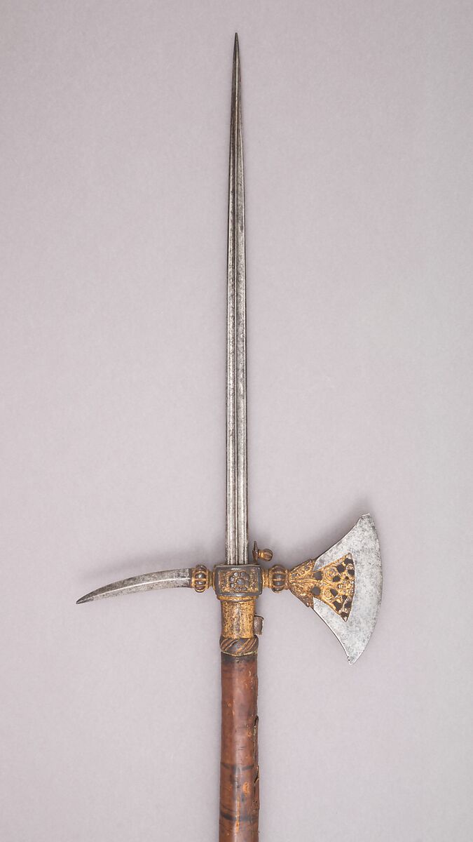 Staff Weapon, Steel, leather, gold, textile, Italian