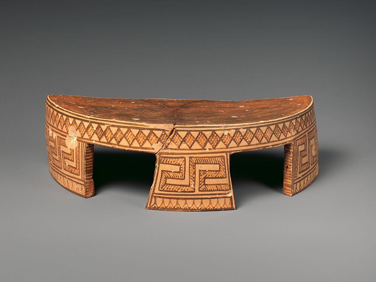 Terracotta semicircular stand, Terracotta, Greek, Attic 