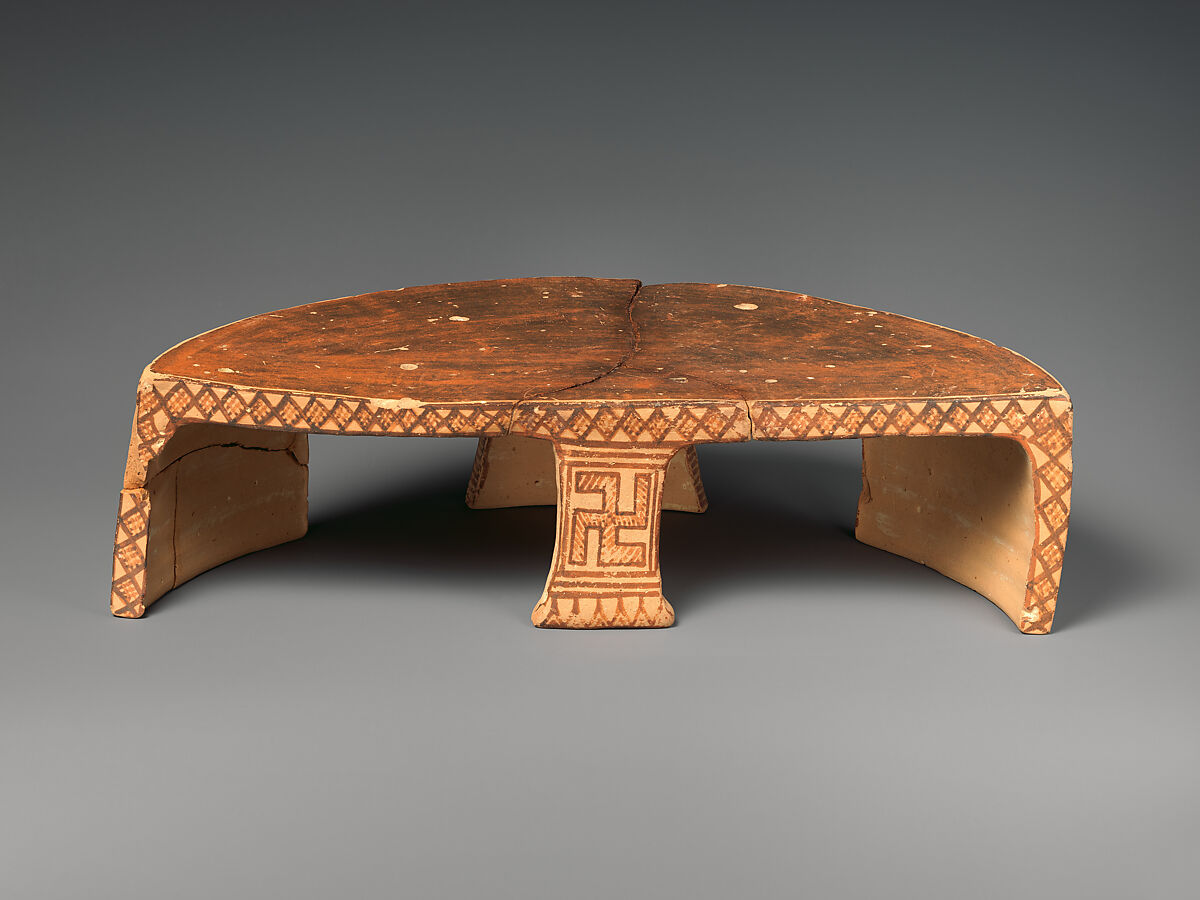 Terracotta semicircular stand, Terracotta, Greek, Attic