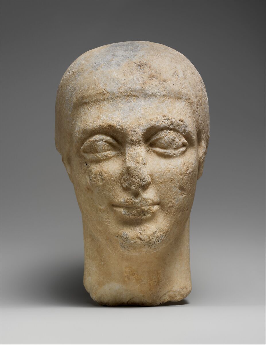 Marble head of a youth, Marble, Greek